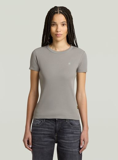 Rib Cap Sleeve T-Shirt